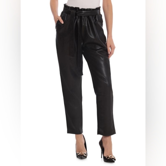 bagatelle Pants - Bagatelle Vegan Black Paperbag Waist Pants